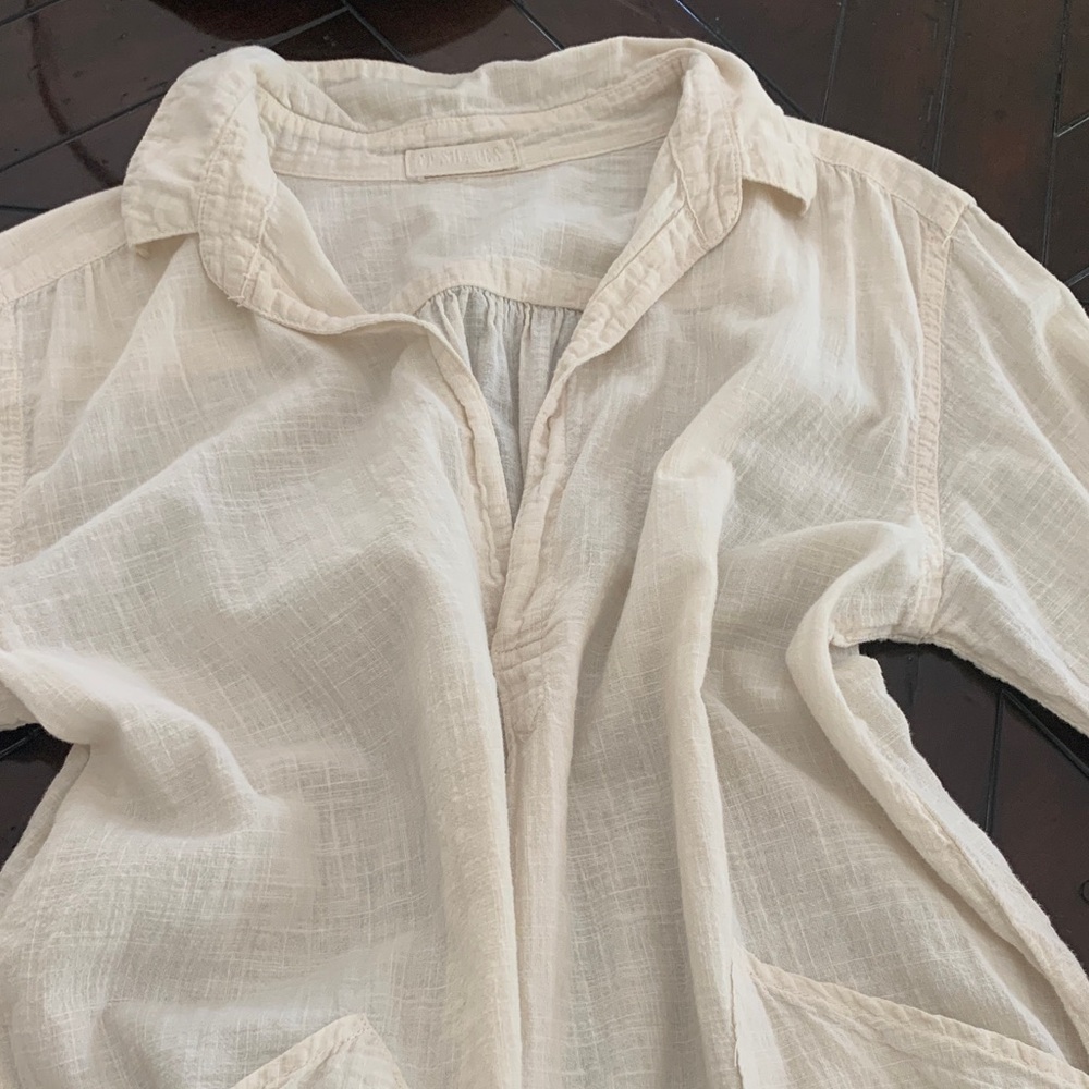 Cream Long Sleeve Tunic Top
